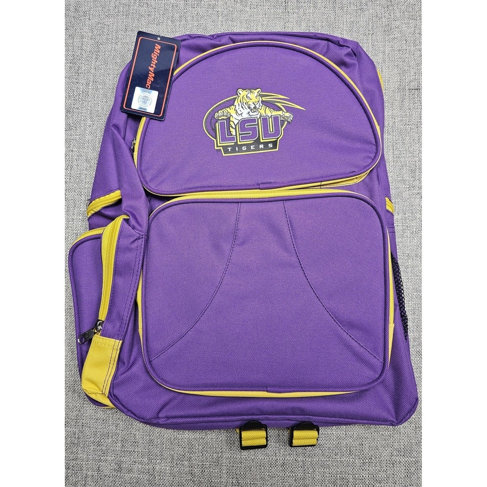 LSU Tigers Backpack NCAA College Book Bag MightyMac Sports Polyester School Bag